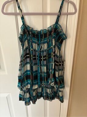 Hazel adjustable tank top Teal Plaid S Summer top